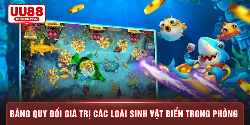Bảng quy đổi giá trị các loài sinh vật biển trong phòng 
